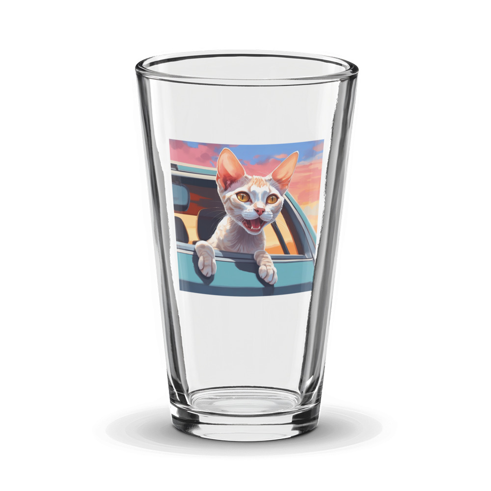 PugMug Custom Tabby Devon Rex Cat Glass Tumbler