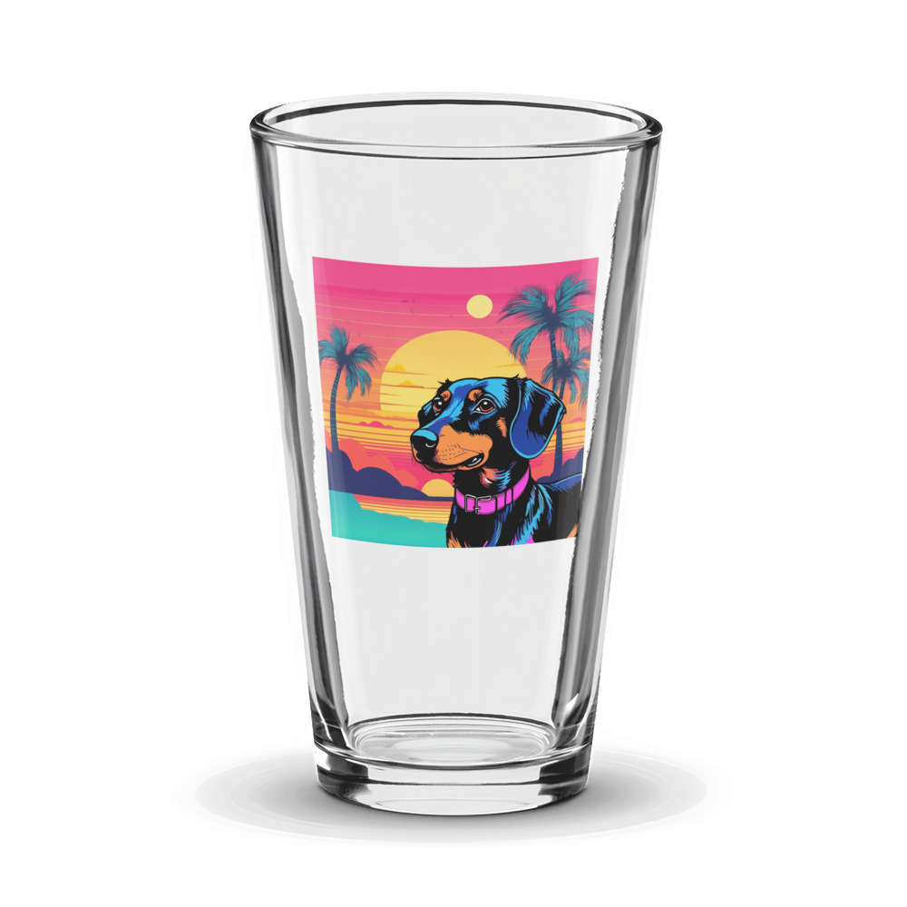 PugMug Custom Black Dachshund Glass Tumbler