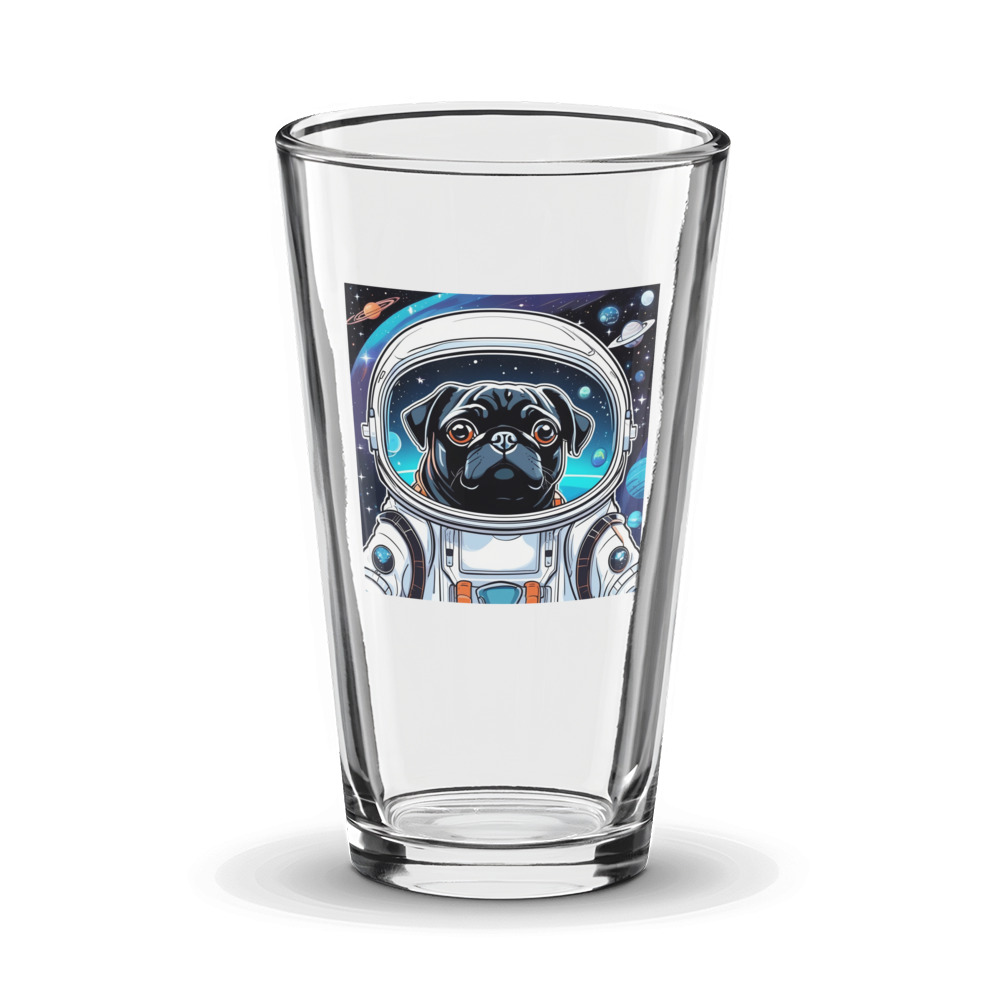 PugMug Custom Black Pug Glass Tumbler