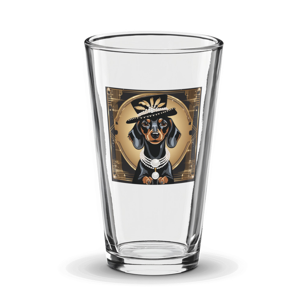 PugMug Custom Black Dachshund Glass Tumbler