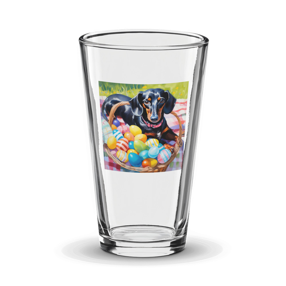 PugMug Custom Black Dachshund Glass Tumbler