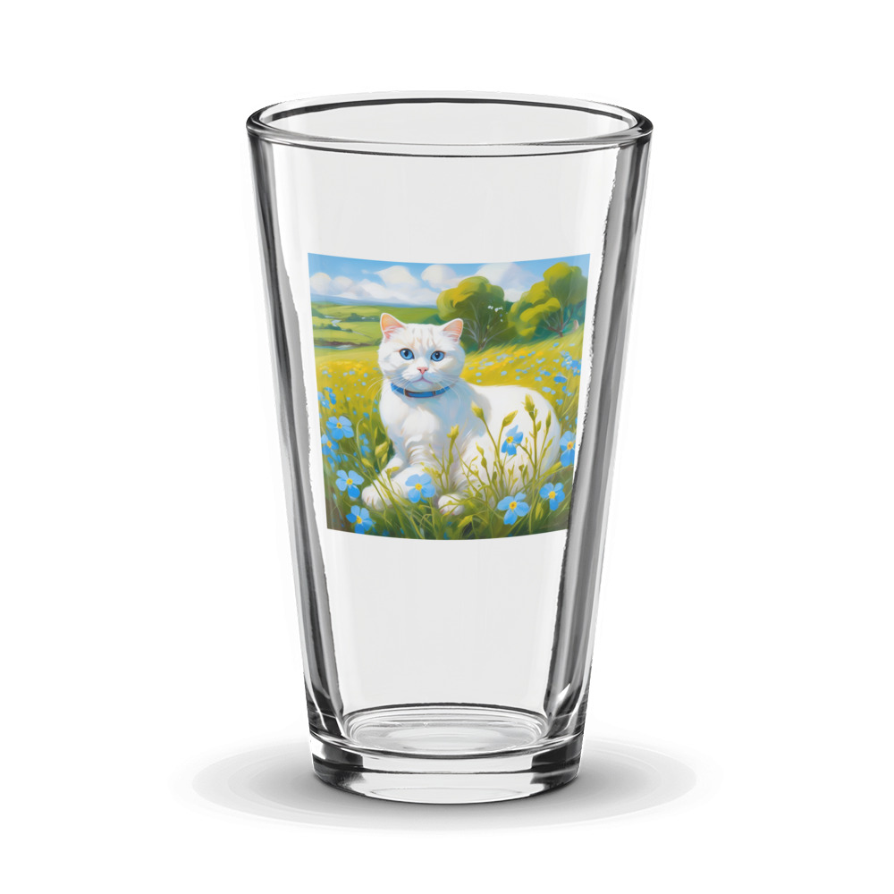 PugMug Custom White Scottish Fold Cat Glass Tumbler