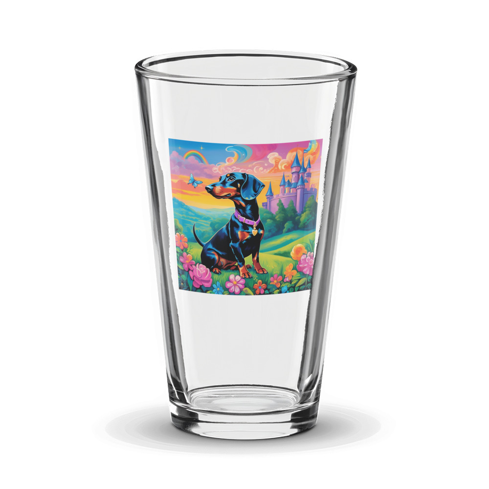 PugMug Custom Black Dachshund Glass Tumbler