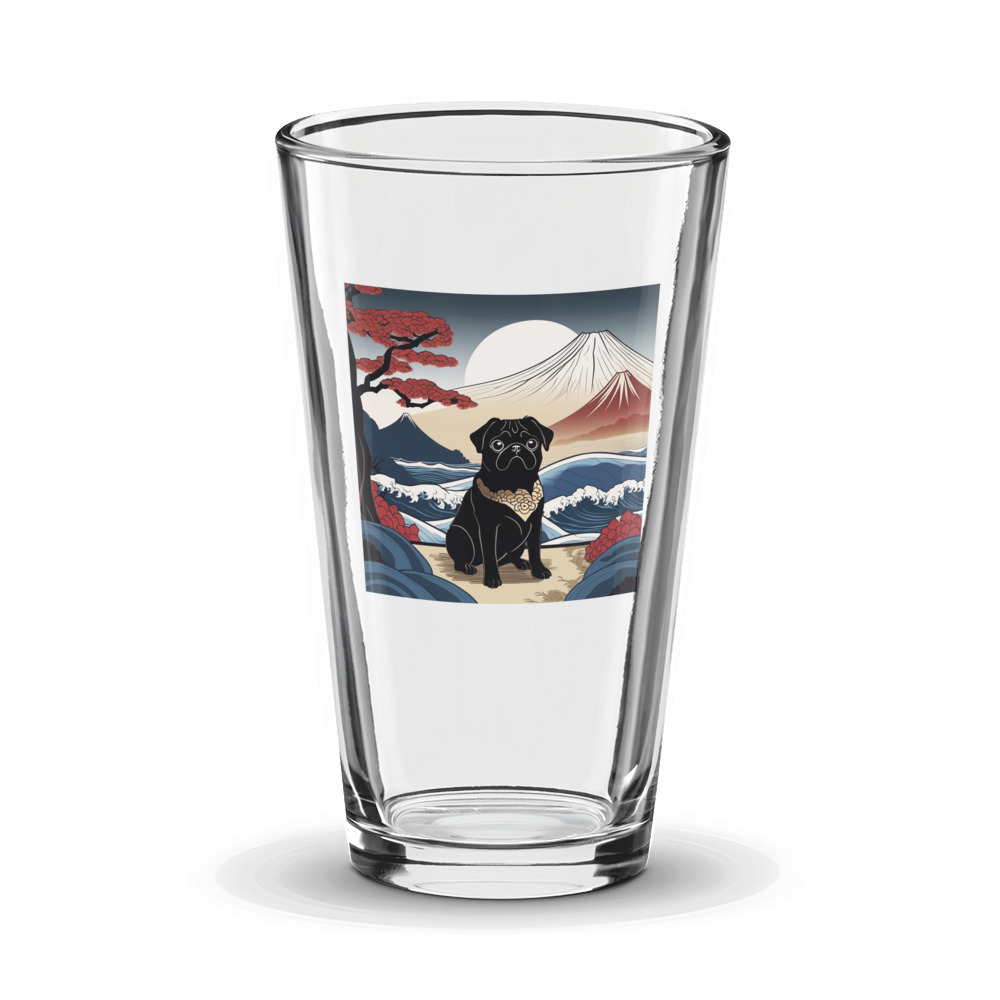 PugMug Custom Black Pug Glass Tumbler