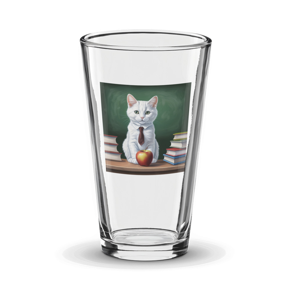 PugMug Custom White Companion Cat Glass Tumbler