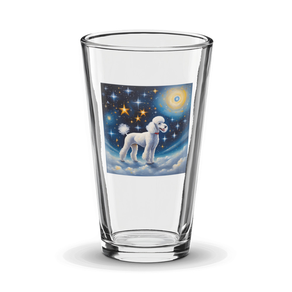 PugMug Custom White Poodle Glass Tumbler