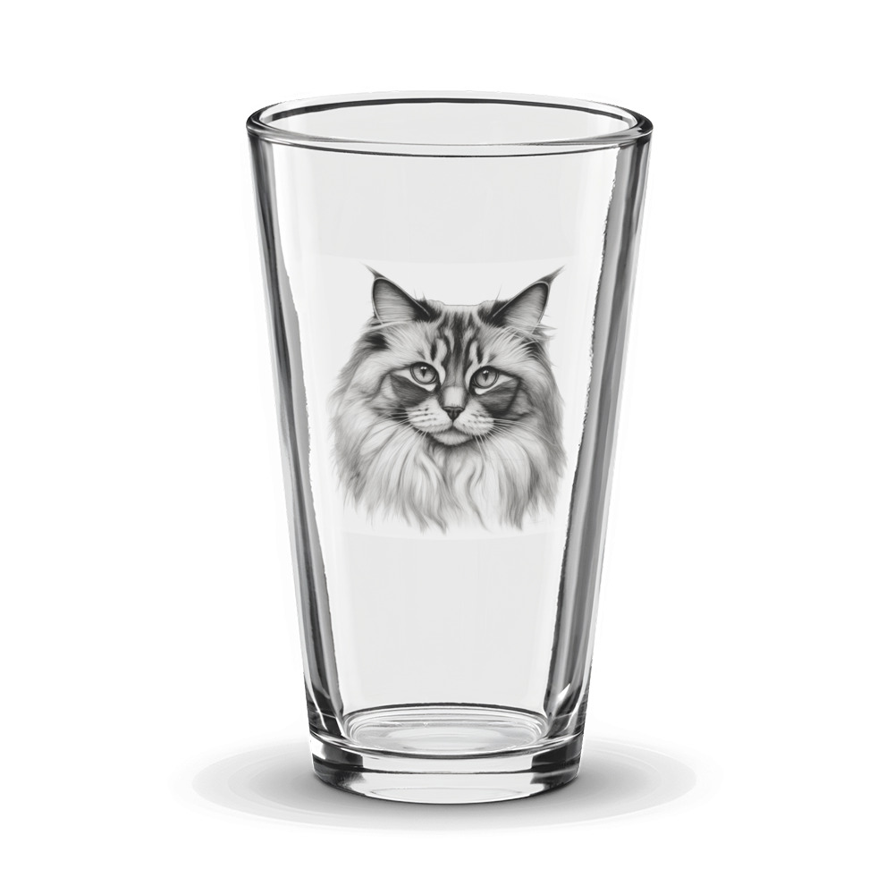 PugMug Custom Tabby Ragdoll Cat Glass Tumbler