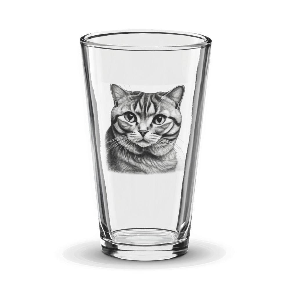 PugMug Custom Tabby Scottish Fold Cat Glass Tumbler