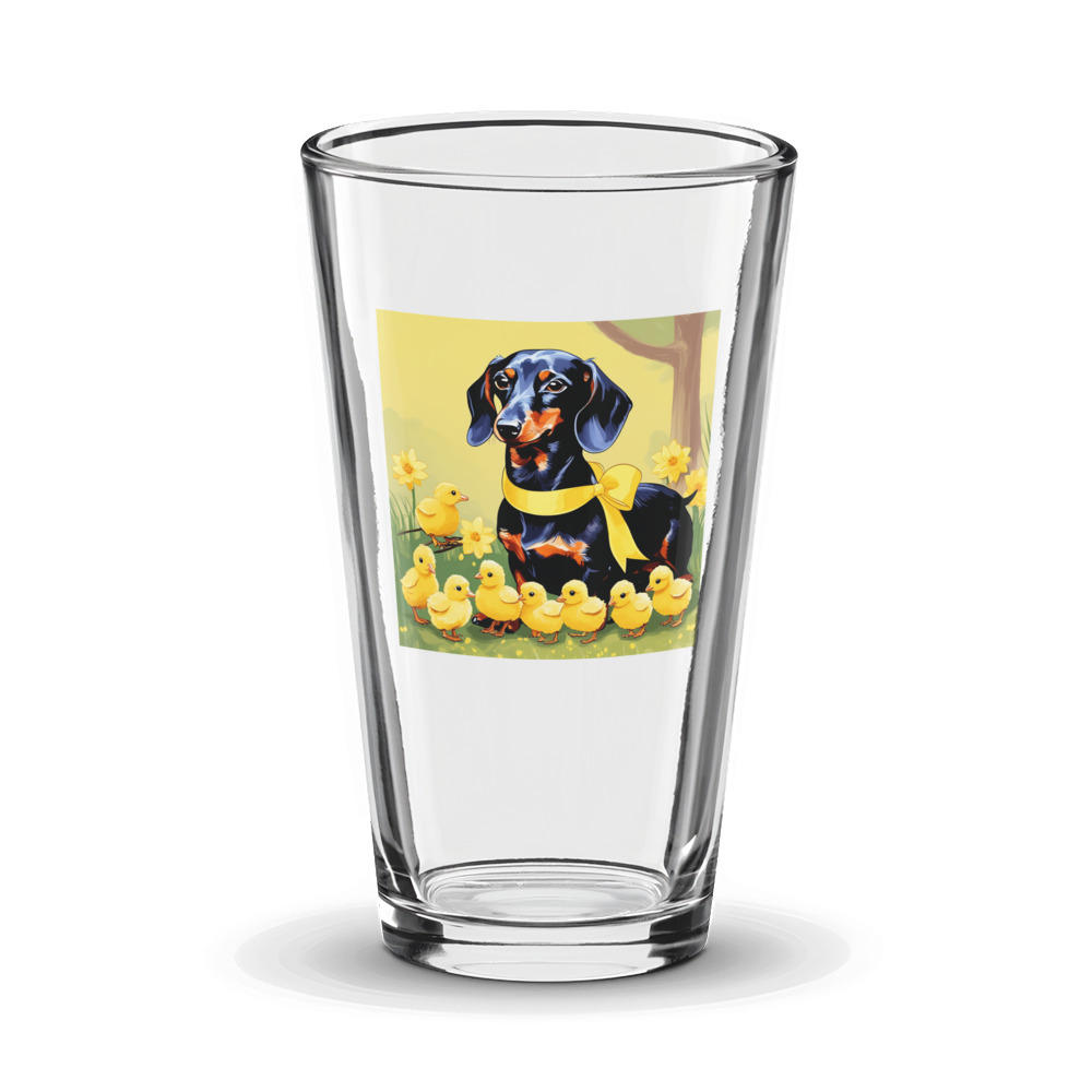 PugMug Custom Black Dachshund Glass Tumbler