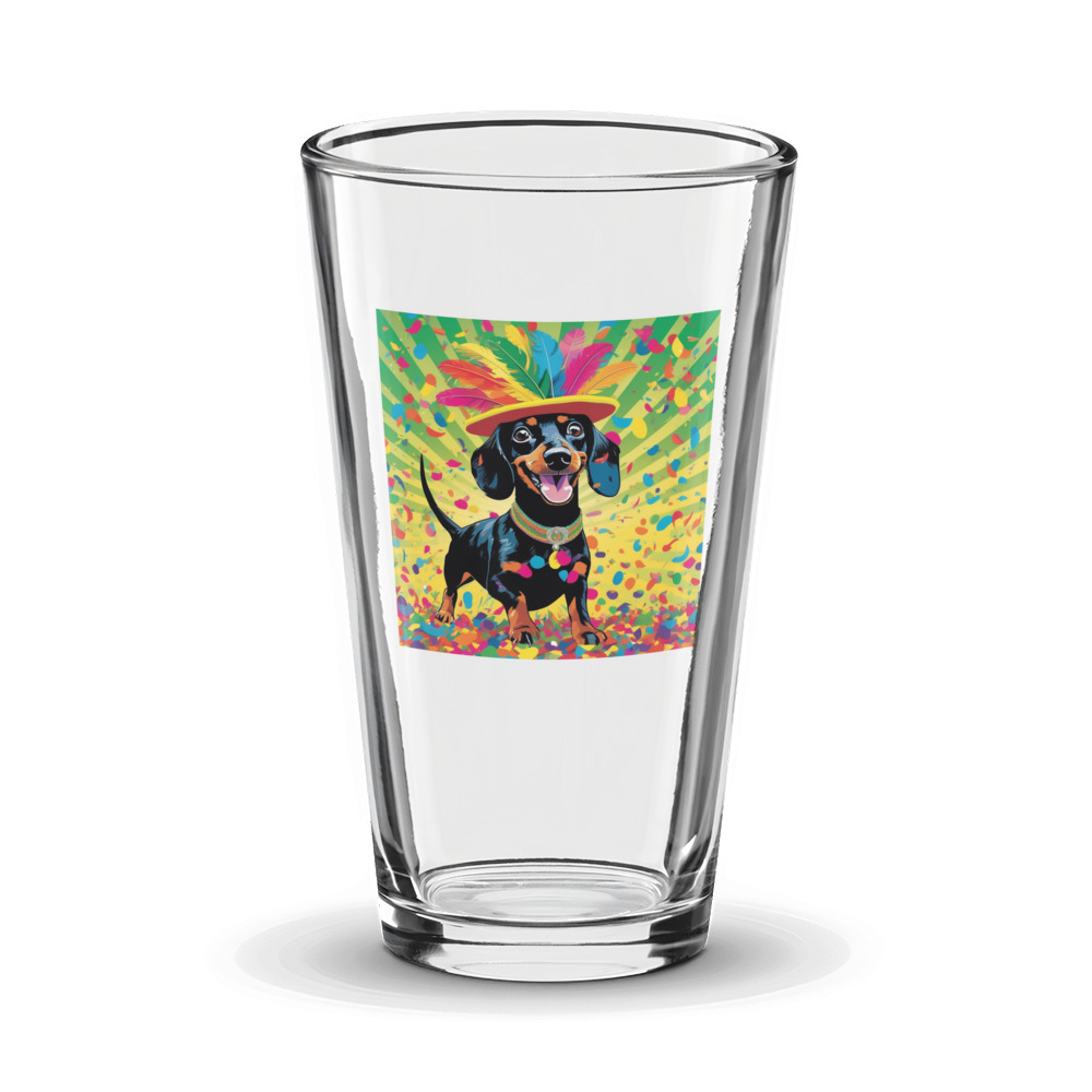 PugMug Custom Black Dachshund Glass Tumbler