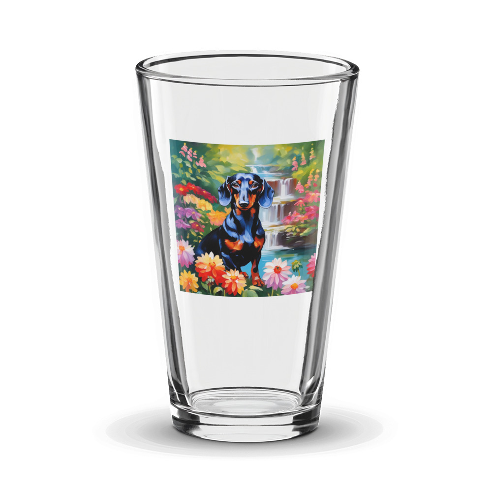 PugMug Custom Black Dachshund Glass Tumbler