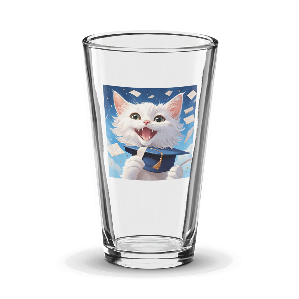 PugMug Custom White Companion Cat Glass Tumbler