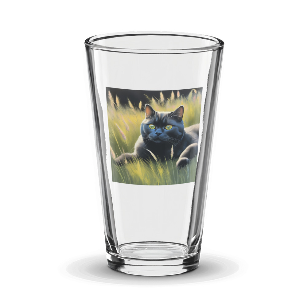 PugMug Custom Black British Shorthair Cat Glass Tumbler