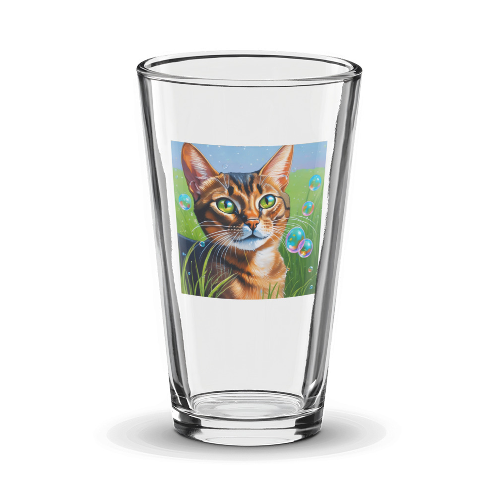 PugMug Custom Tabby Abyssinian Cat Glass Tumbler
