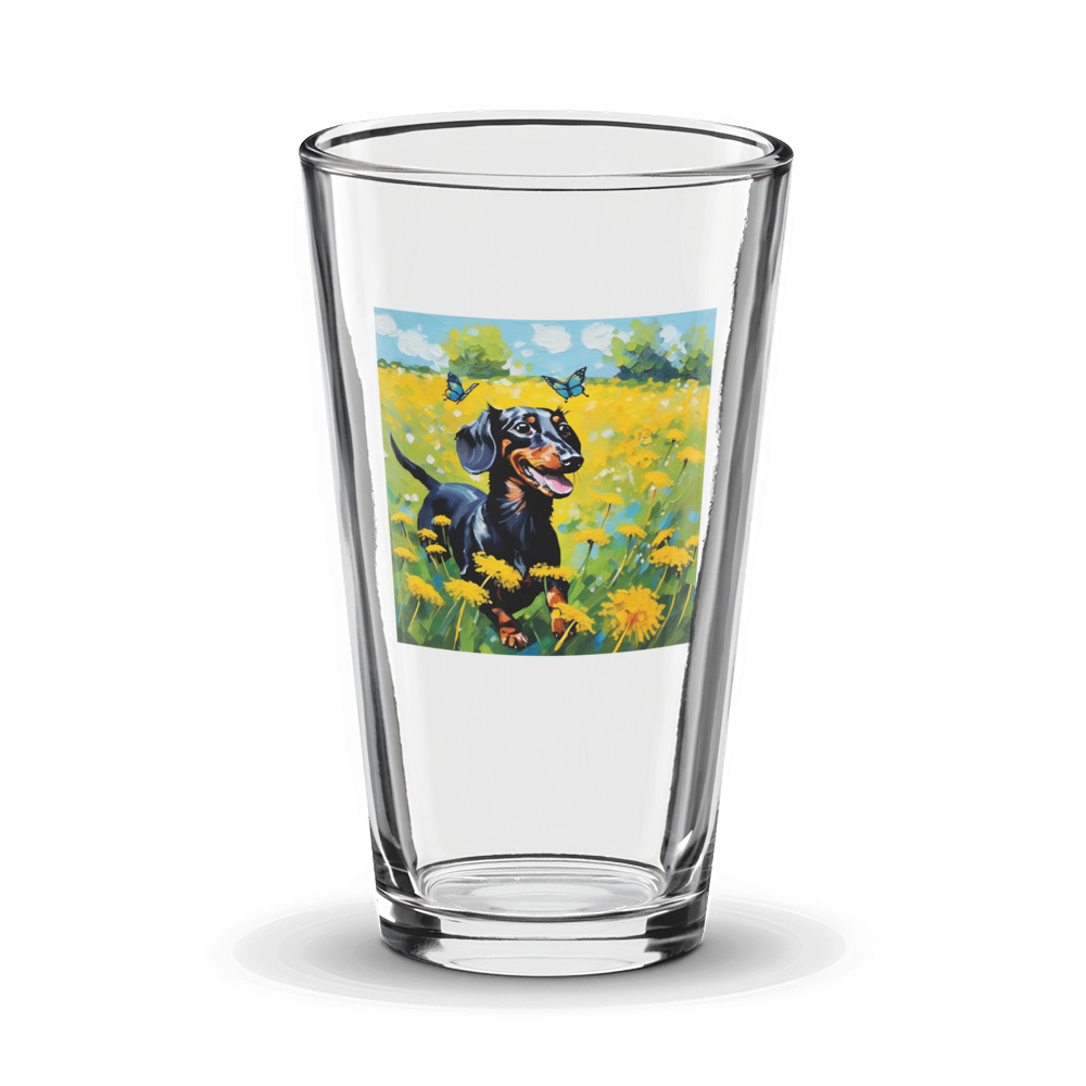 PugMug Custom Black Dachshund Glass Tumbler
