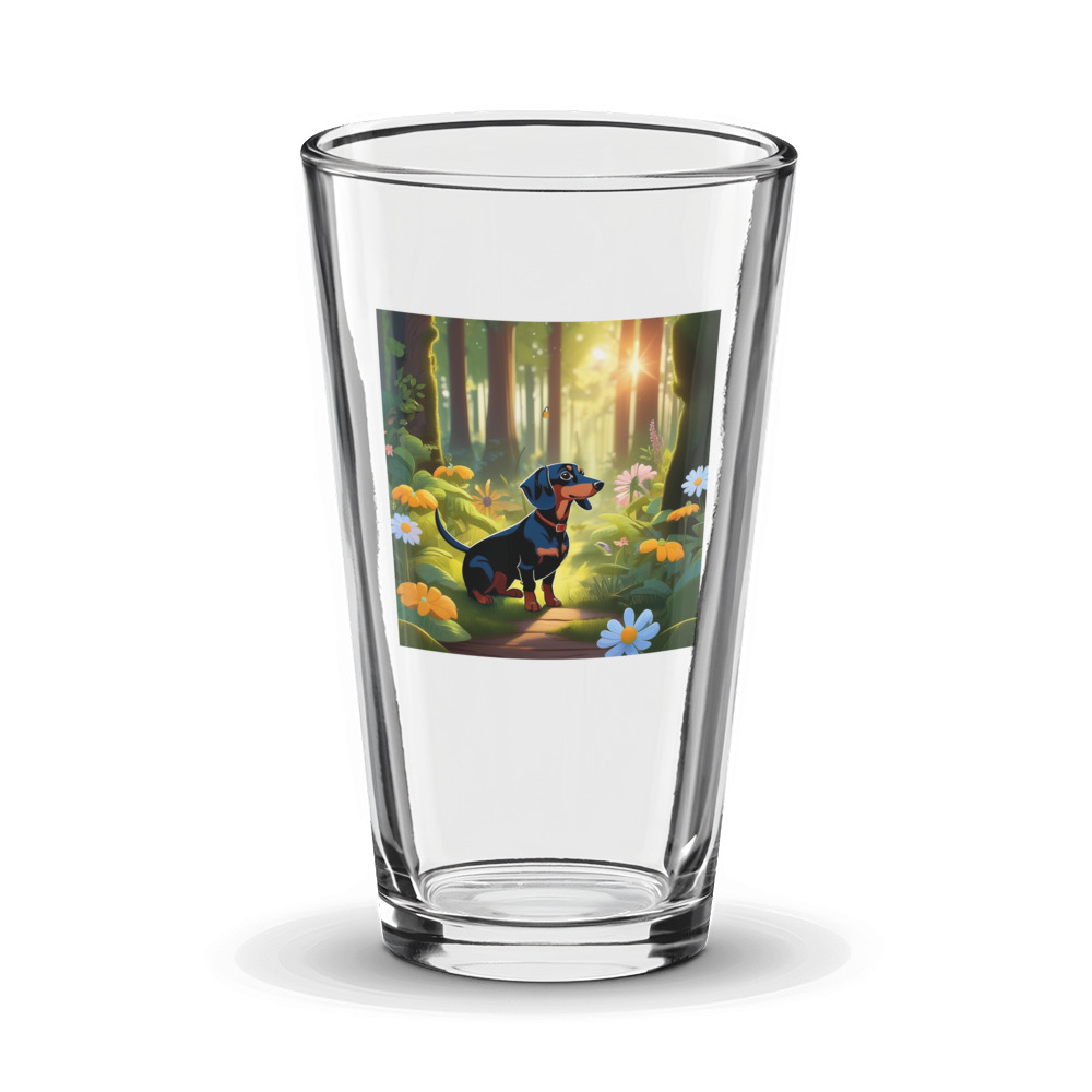PugMug Custom Black Dachshund Glass Tumbler
