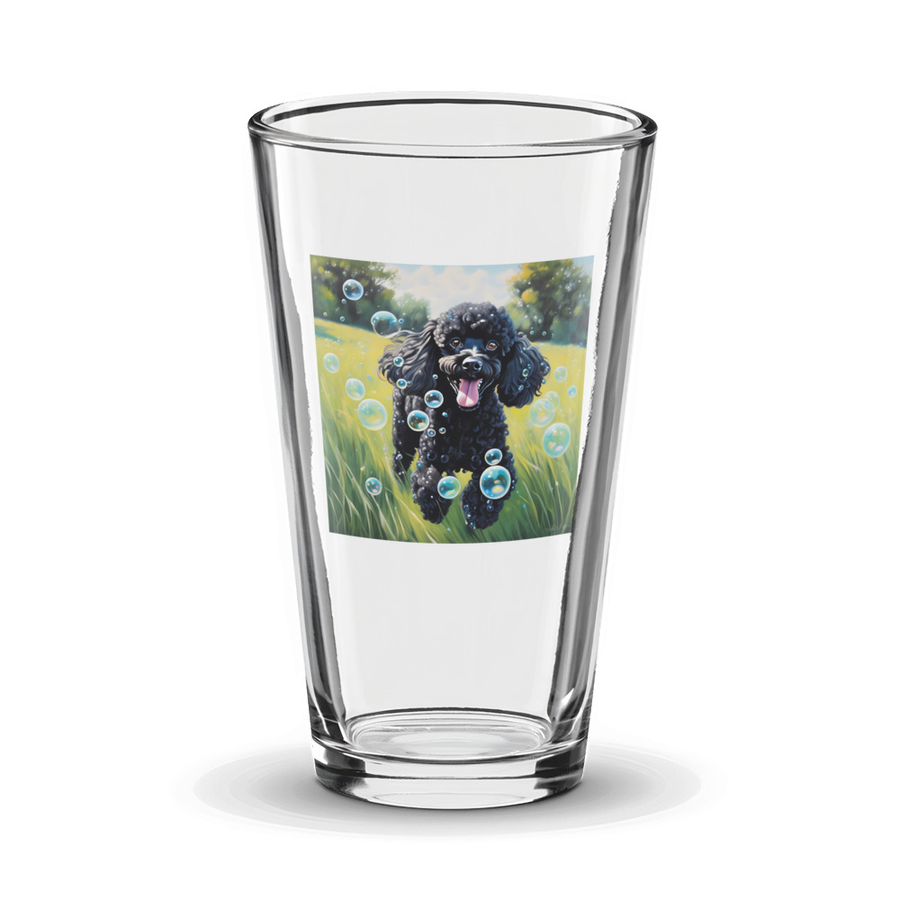 PugMug Custom Black Poodle Glass Tumbler