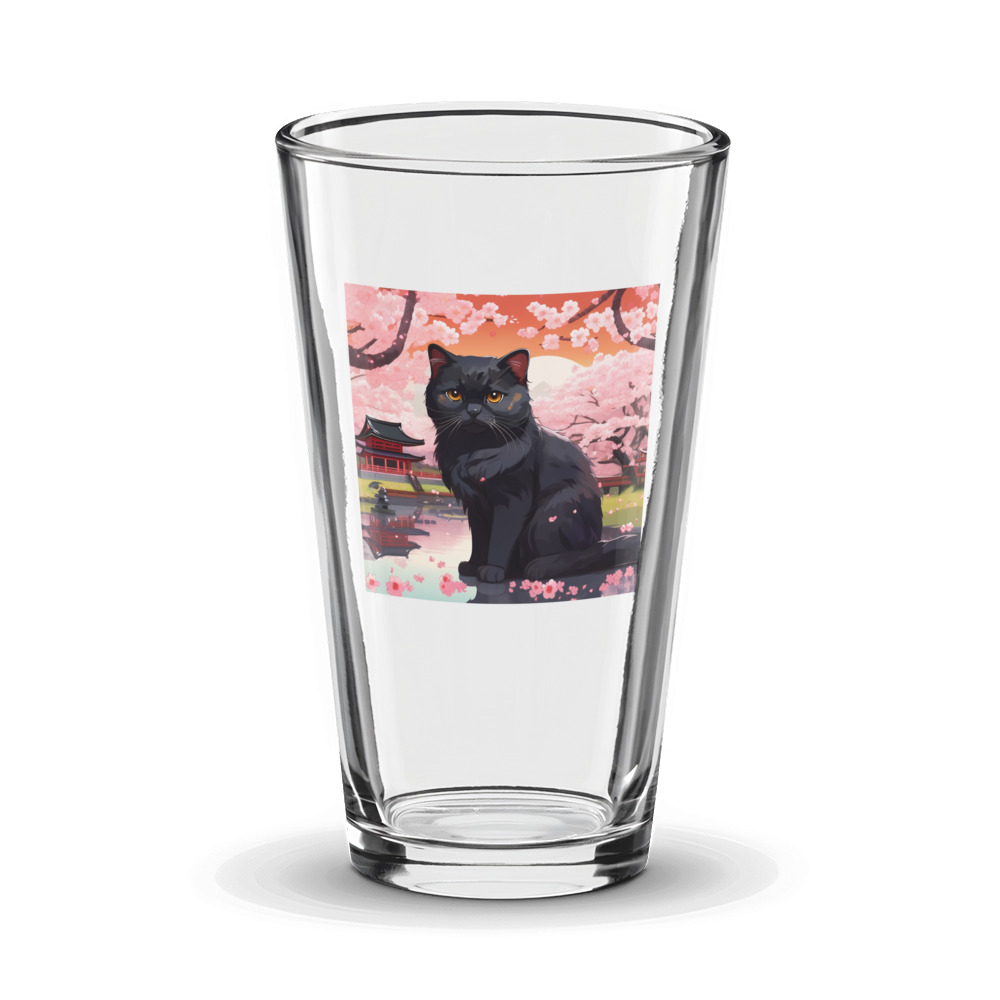PugMug Custom Black Scottish Fold Cat Glass Tumbler