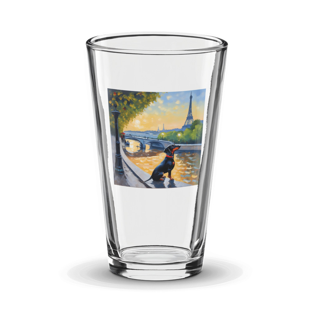 PugMug Custom Black Dachshund Glass Tumbler