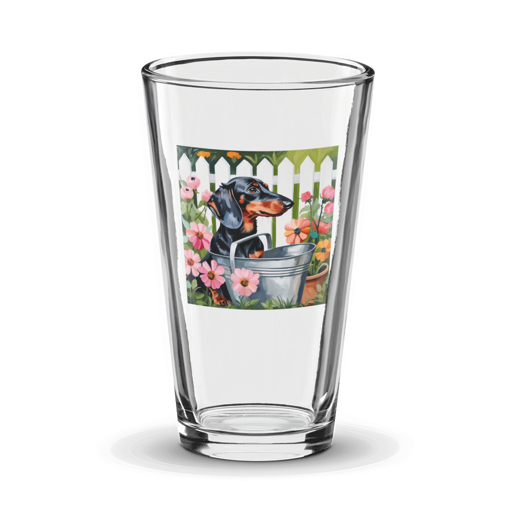 PugMug Custom Black Dachshund Glass Tumbler