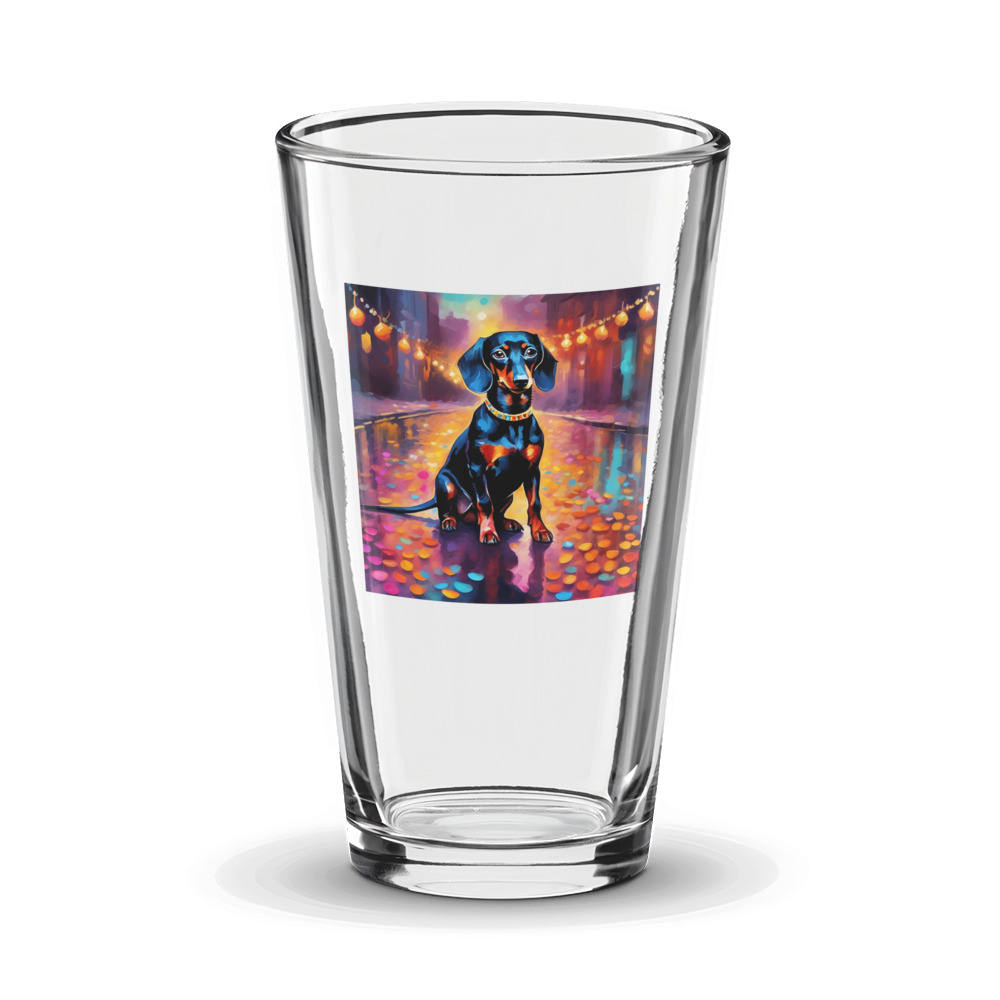 PugMug Custom Black Dachshund Glass Tumbler