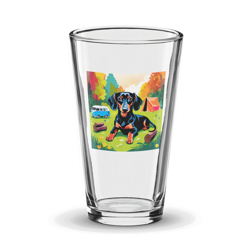 PugMug Custom Black Dachshund Glass Tumbler