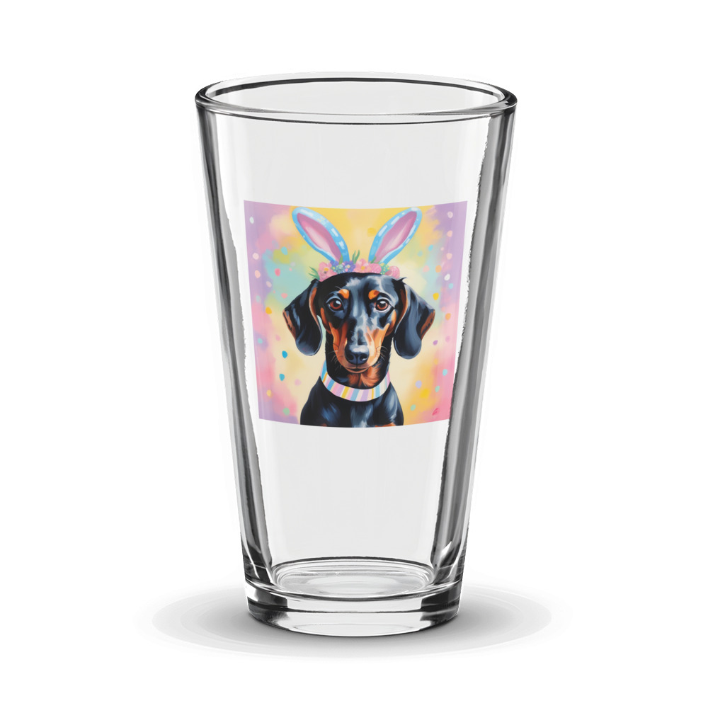 PugMug Custom Black Dachshund Glass Tumbler