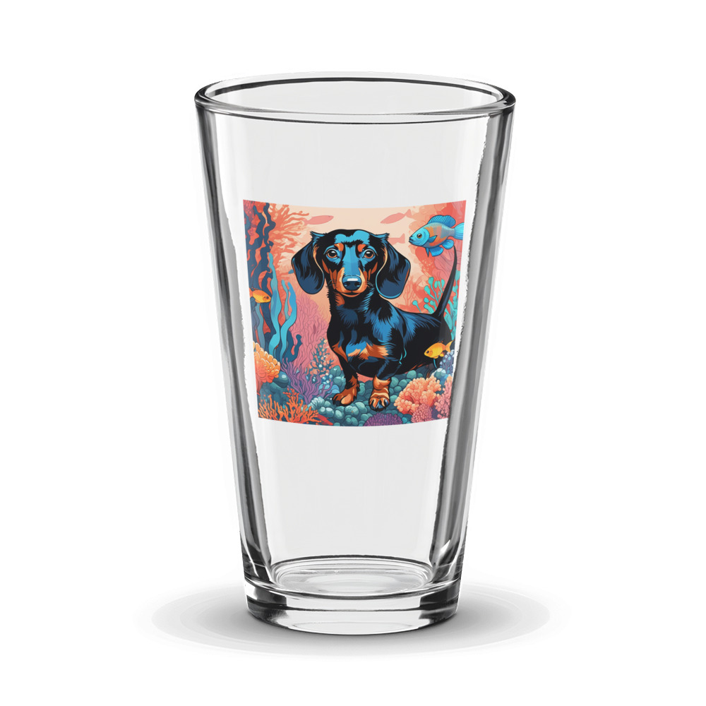 PugMug Custom Black Dachshund Glass Tumbler