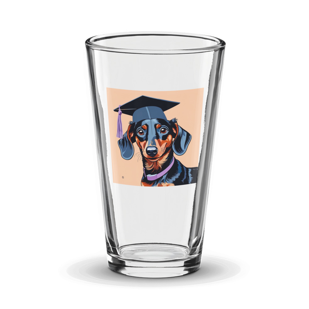 PugMug Custom Black Dachshund Glass Tumbler