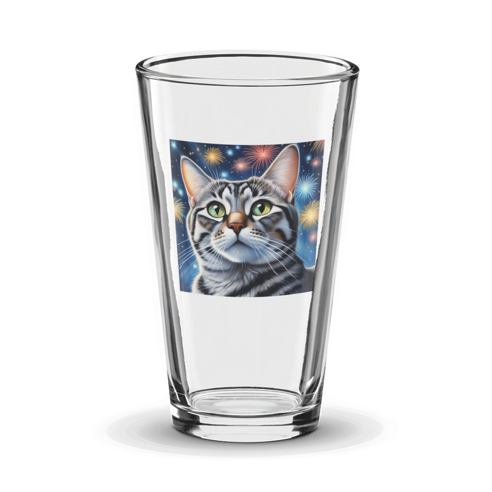 PugMug Custom Tabby American Shorthair Cat Glass Tumbler