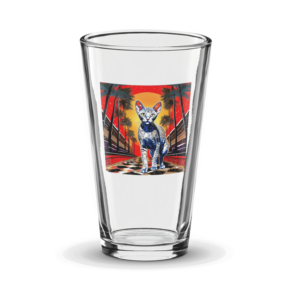 PugMug Custom Tabby Devon Rex Cat Glass Tumbler