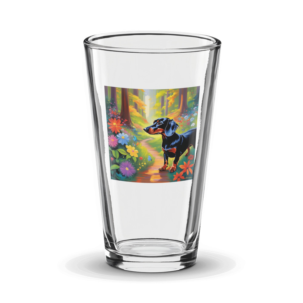 PugMug Custom Black Dachshund Glass Tumbler