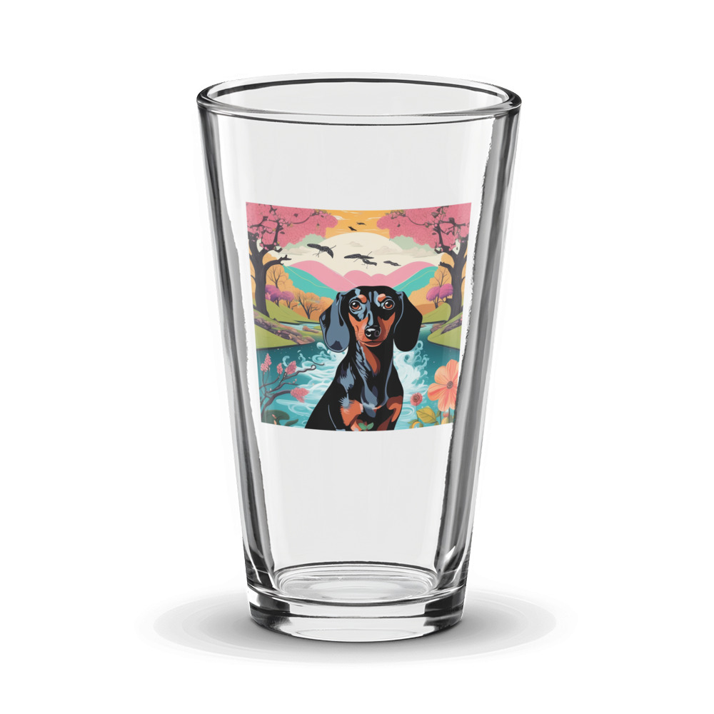 PugMug Custom Black Dachshund Glass Tumbler