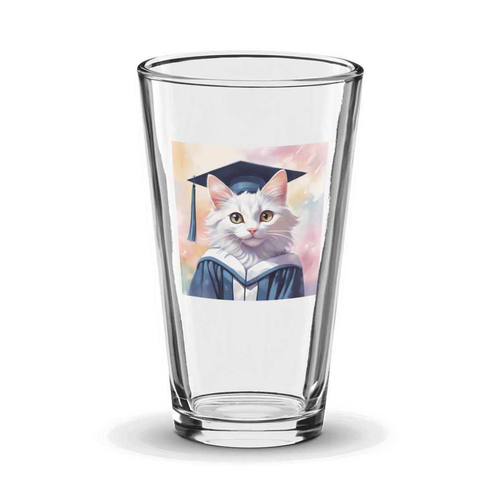 PugMug Custom White Companion Cat Glass Tumbler