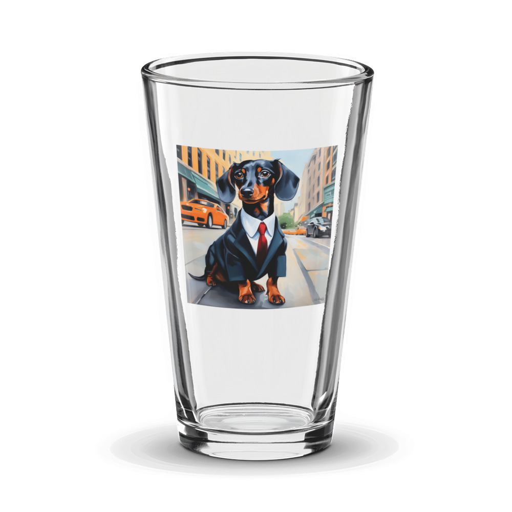 PugMug Custom Black Dachshund Glass Tumbler