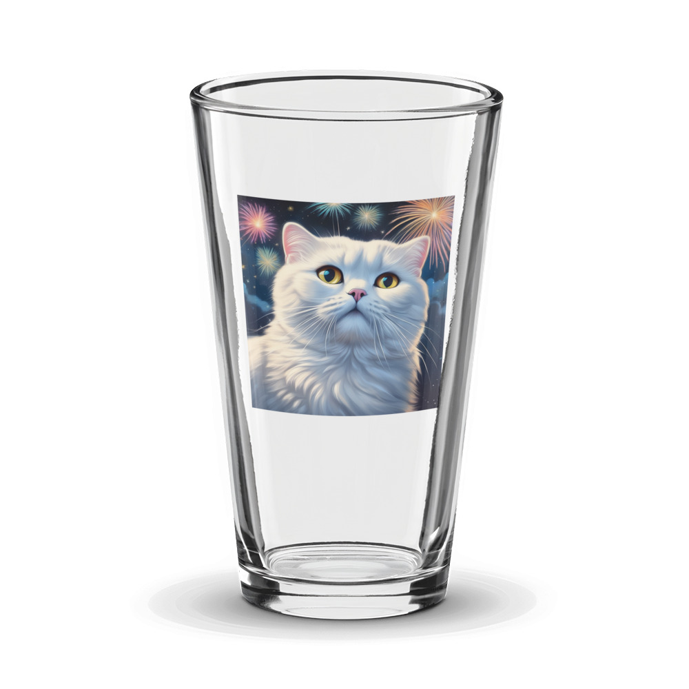 PugMug Custom White Scottish Fold Cat Glass Tumbler