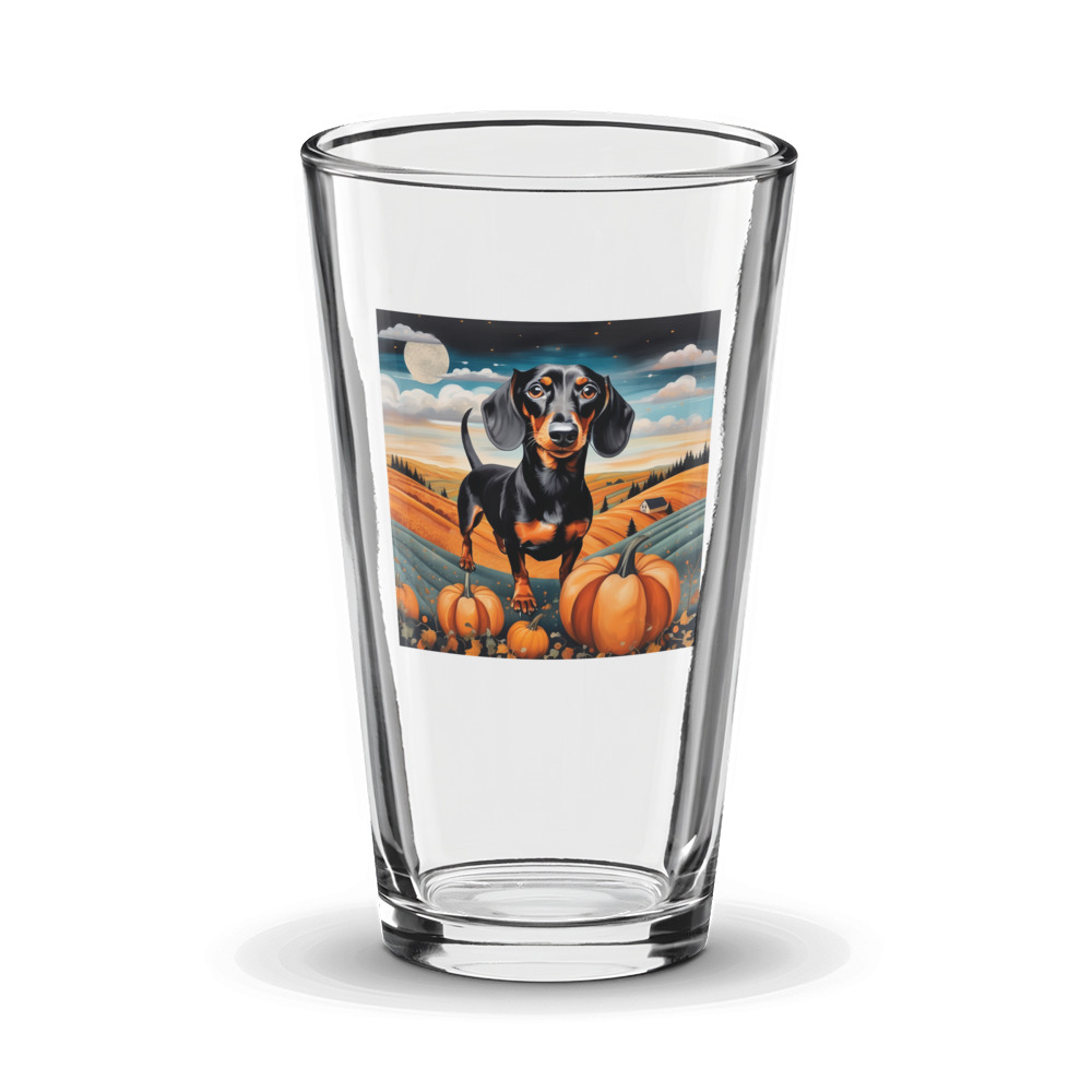 PugMug Custom Black Dachshund Glass Tumbler