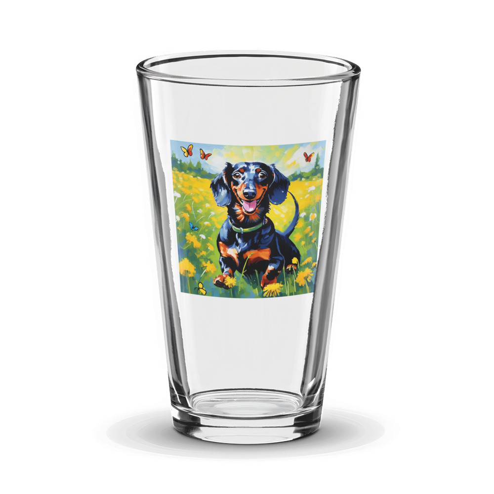 PugMug Custom Black Dachshund Glass Tumbler