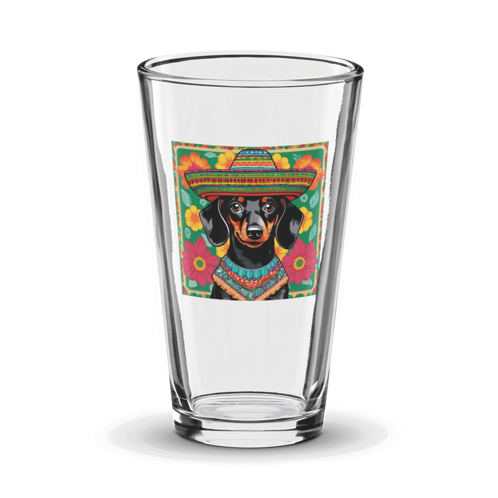 PugMug Custom Black Dachshund Glass Tumbler