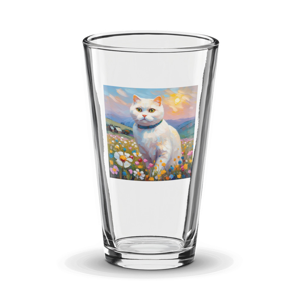 PugMug Custom White Scottish Fold Cat Glass Tumbler
