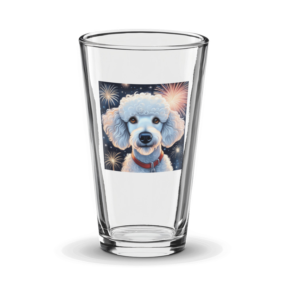 PugMug Custom White Poodle Glass Tumbler