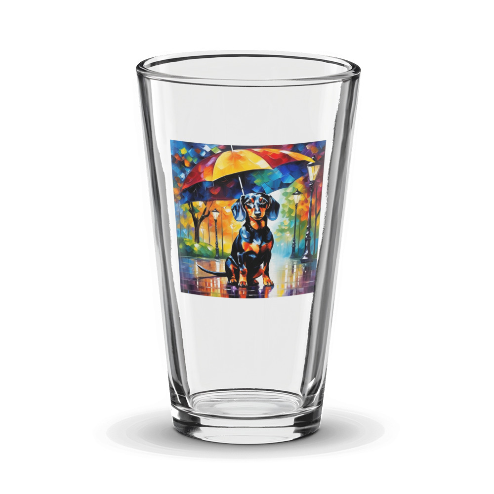 PugMug Custom Black Dachshund Glass Tumbler
