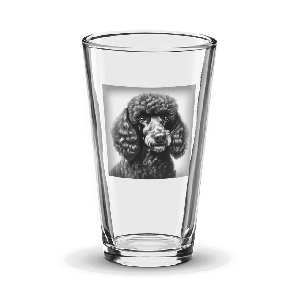 PugMug Custom Black Poodle Glass Tumbler