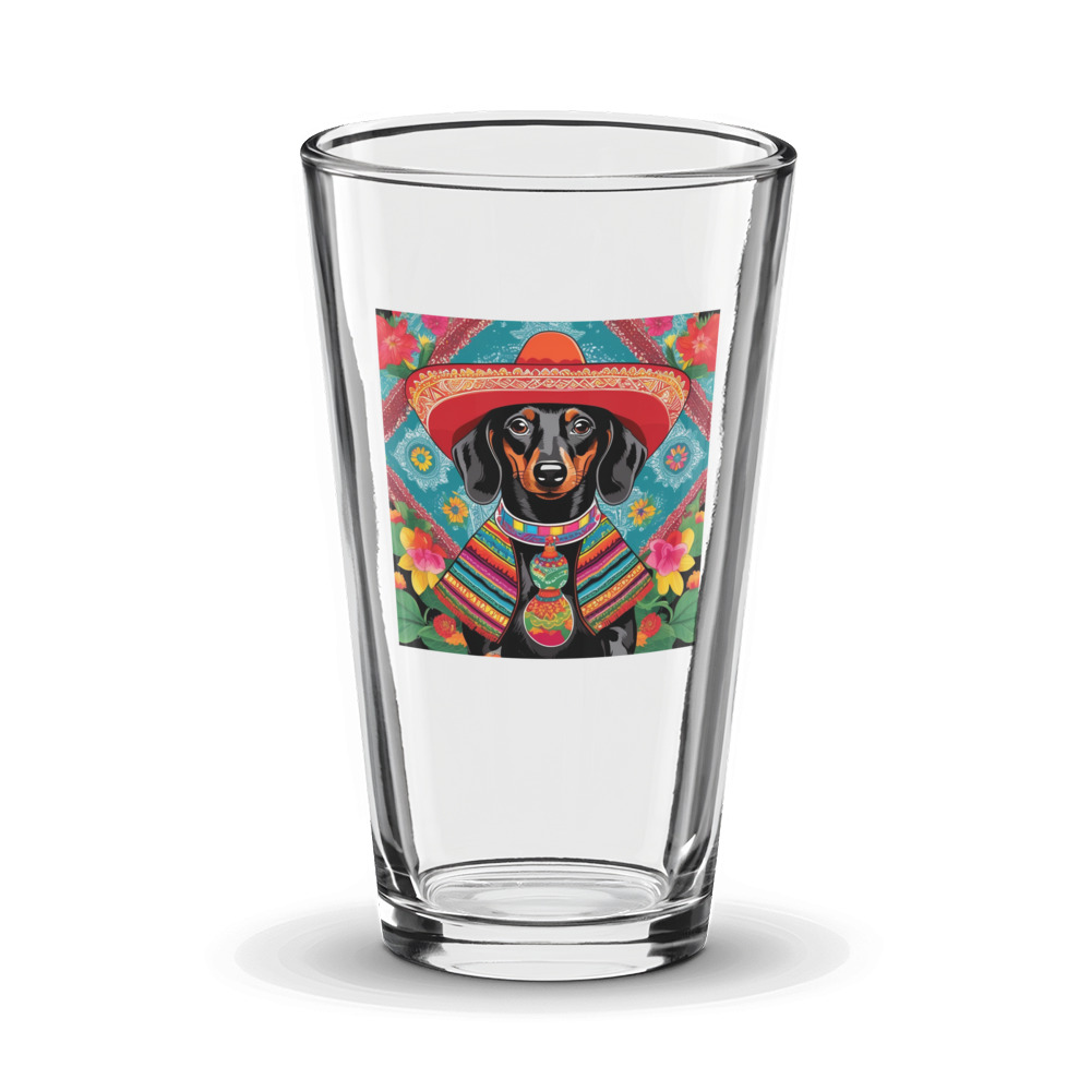 PugMug Custom Black Dachshund Glass Tumbler