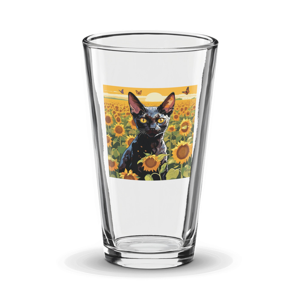 PugMug Custom Black Devon Rex Cat Glass Tumbler