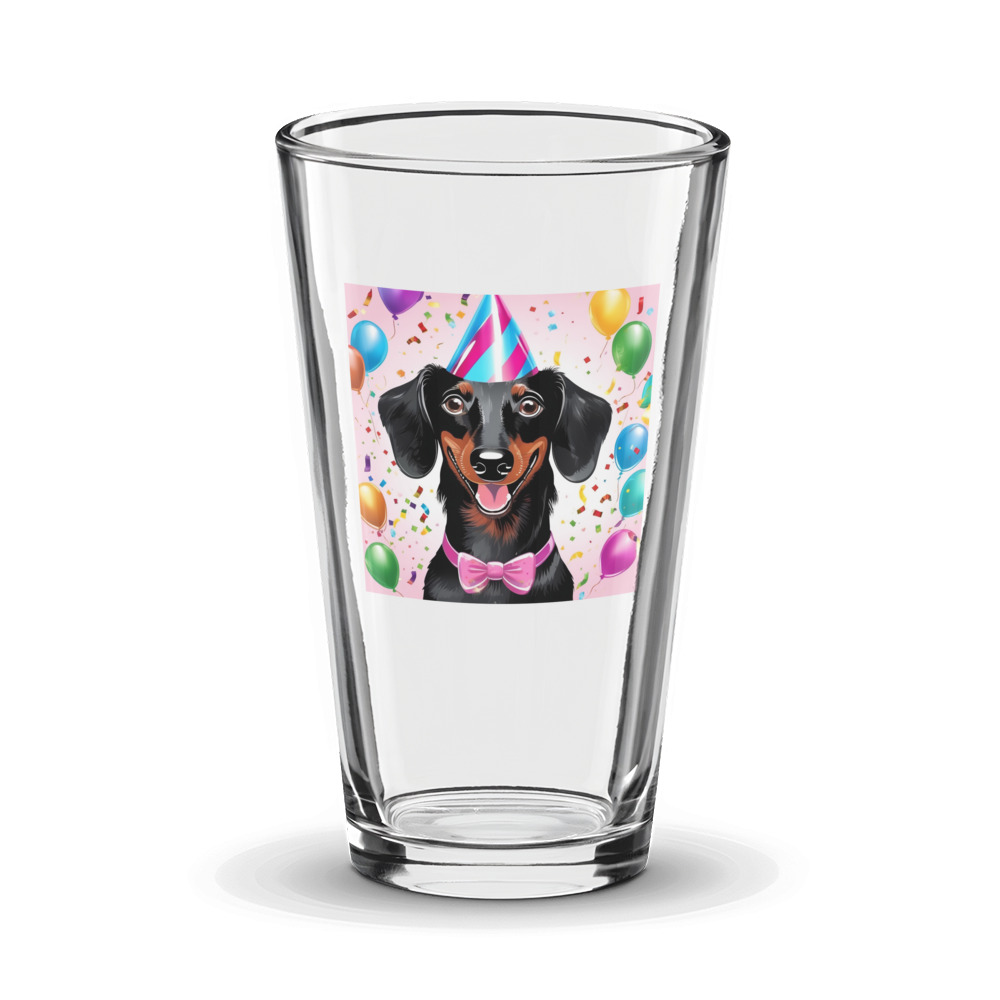 PugMug Custom Black Dachshund Glass Tumbler