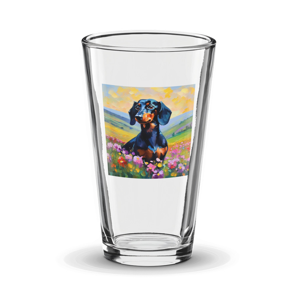 PugMug Custom Black Dachshund Glass Tumbler