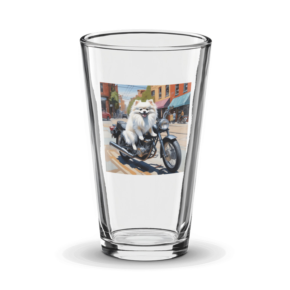 PugMug Custom White Pomeranian Glass Tumbler