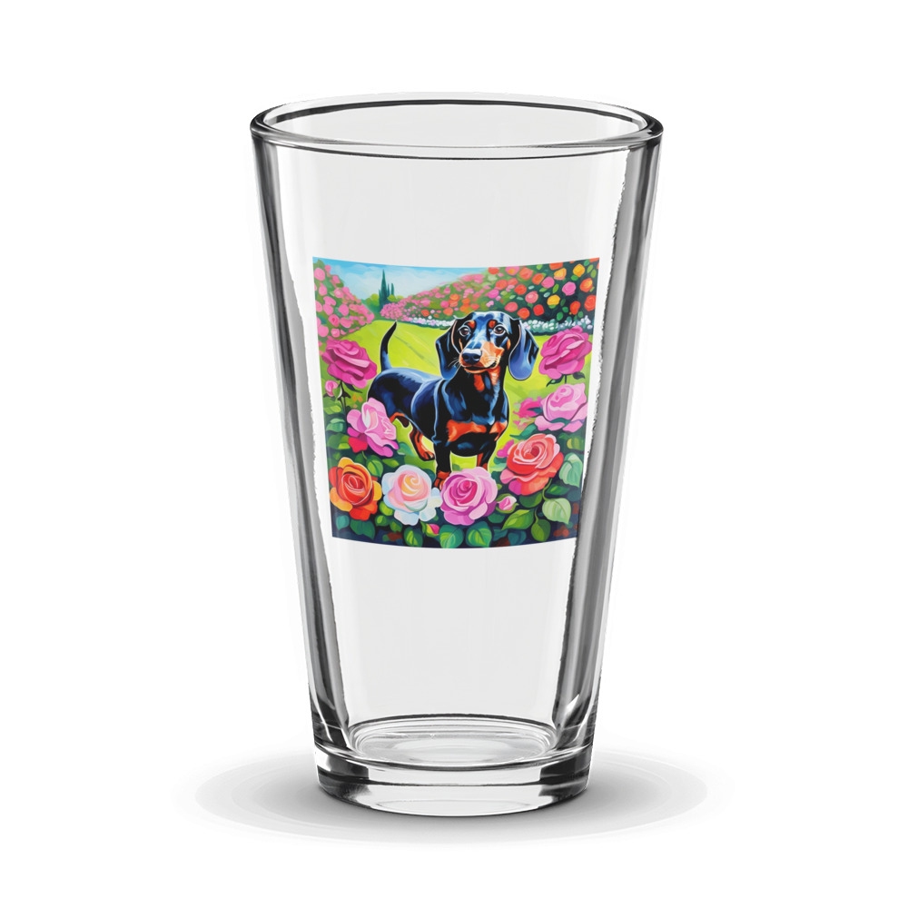 PugMug Custom Black Dachshund Glass Tumbler