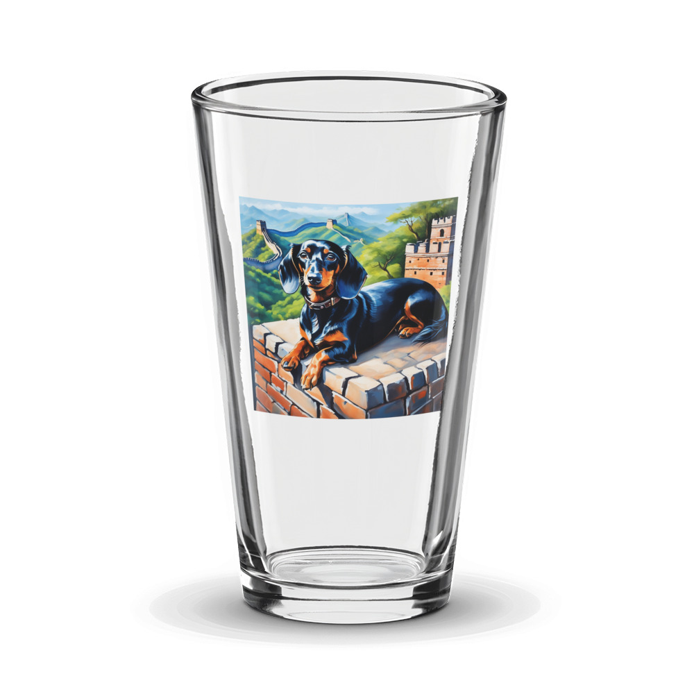 PugMug Custom Black Dachshund Glass Tumbler